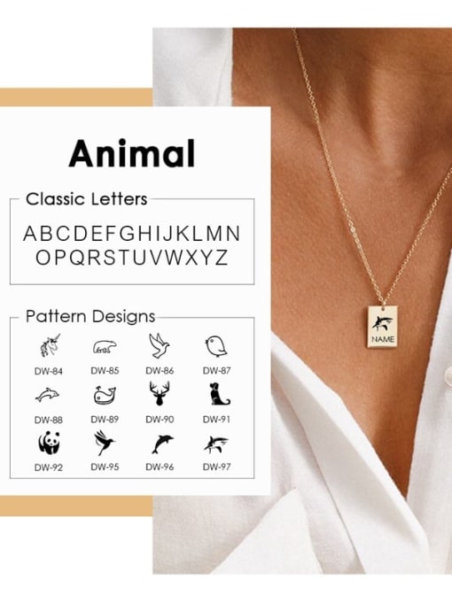Desoto Stainless steel  Laser Letter Animal Minimalist Geometry Pendant Necklace