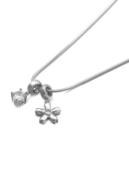 40CM Titanium Steel Brass Cubic Zirconia Flower Minimalist Necklace
