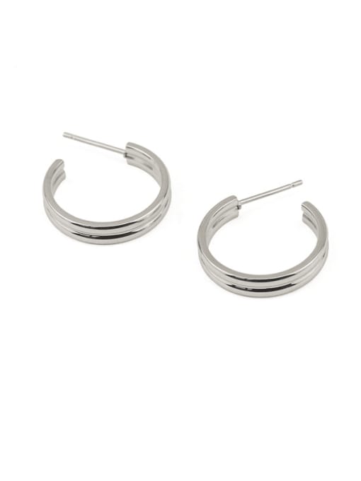 Steel color line 2 Titanium Steel Geometric Minimalist Hoop Earring