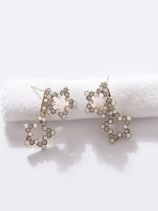 HYACINTH Brass Imitation Pearl Star Minimalist Drop Earring 2