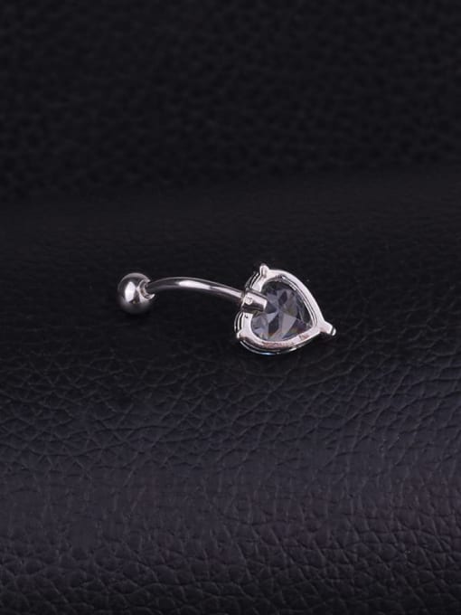 HISON Stainless steel Cubic Zirconia Heart Minimalist Belly Rings & Belly Bars 2