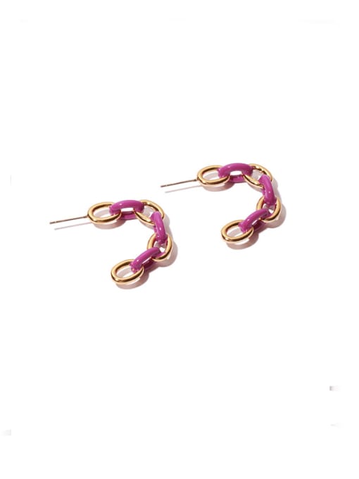 Purple Oil Drop Earrings Brass Enamel Geometric Vintage Drop Earring