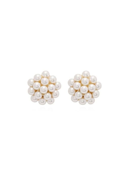 HYACINTH Copper Imitation Pearl Flower Trend Stud Trend Korean Fashion Earring 0