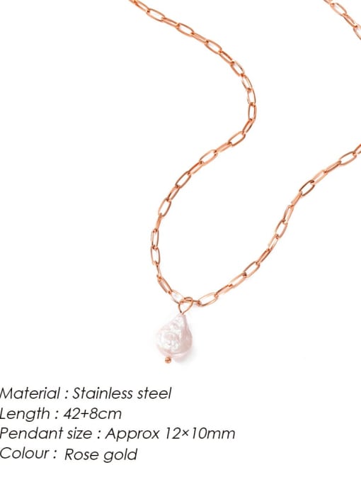 Rose gold Stainless steel Freshwater Pearl Irregular Minimalist Necklace
