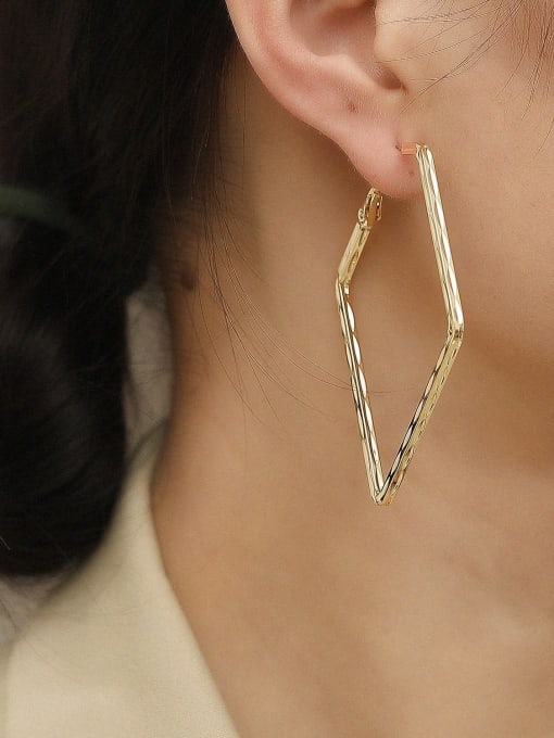 HYACINTH Brass Hollow Geometric Minimalist Huggie Trend Korean Fashion Earring 2