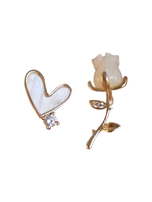 YOUH Brass Shell Flower Dainty Stud Earring 0