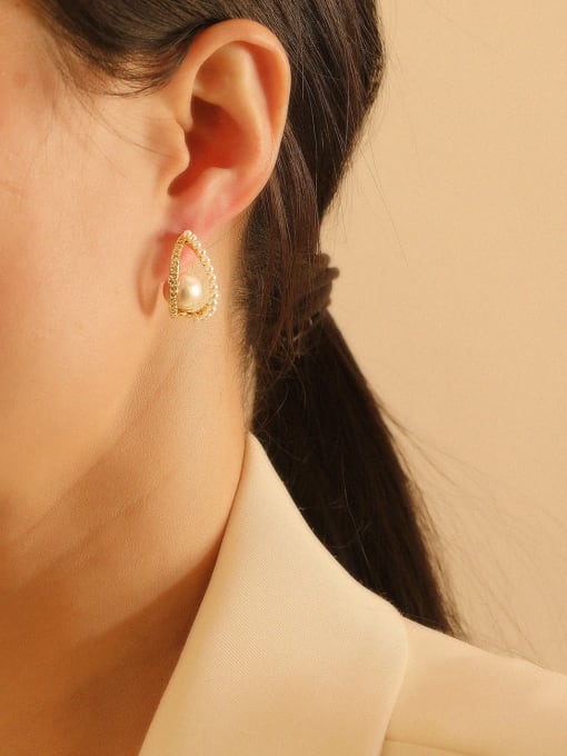 HYACINTH Brass Imitation Pearl Geometric Bohemia Stud Trend Korean Fashion Earring 3
