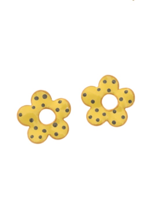 Five Color Brass Enamel Flower Trend Stud Earring 0