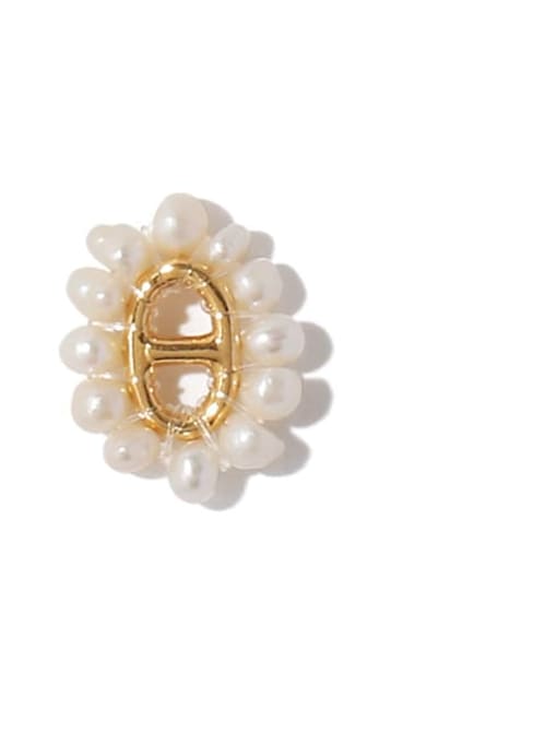 gold Brass Imitation Pearl Geometric Vintage Stud Earring