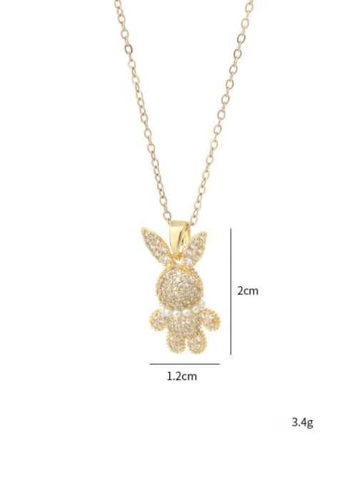 Gold X295 Brass Cubic Zirconia Rabbit Dainty Necklace