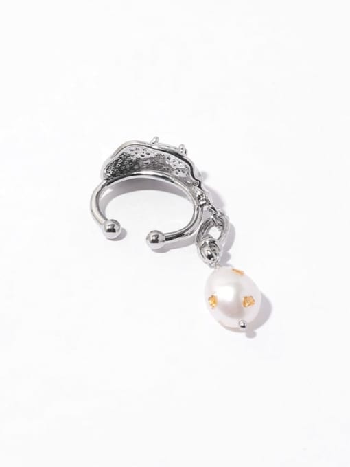Pearl Earbone clip (sold separately) Brass Cubic Zirconia Irregular Vintage Single Earring(Single-Only One)