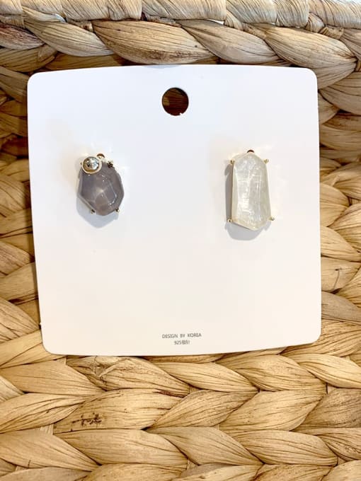 White gray Alloy Acrylic Geometric Minimalist asymmetrical Stud Earring/Multi-Color Optional