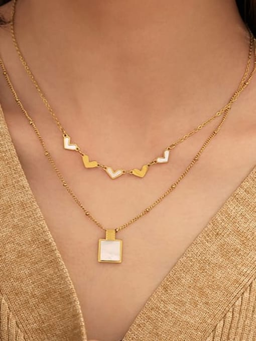 ACCA Brass Shell Geometric Vintage Necklace 1