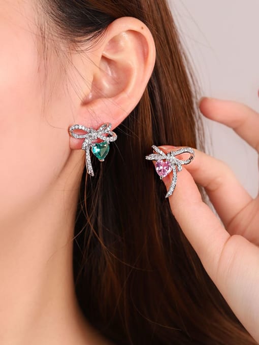 OUOU Brass Cubic Zirconia Butterfly Luxury Cluster Earring 1