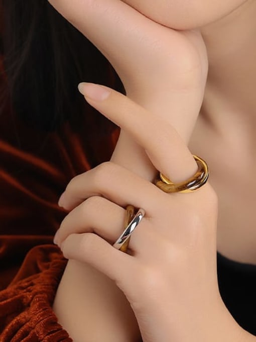 Five Color Brass Enamel Geometric Vintage Stackable Ring 1