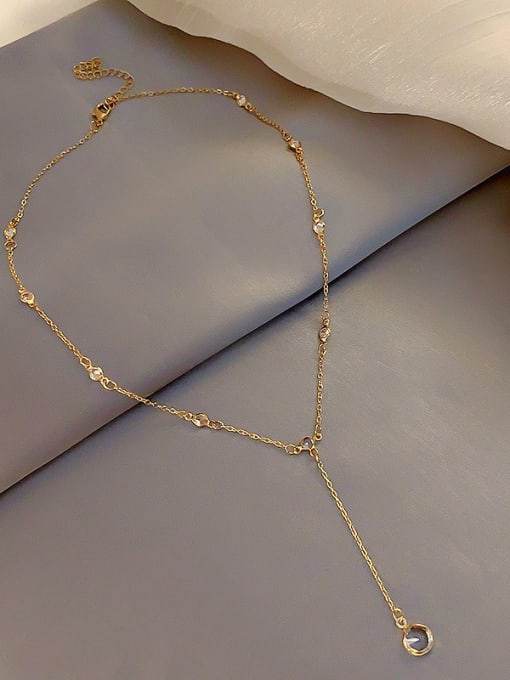 Golden Zinc Alloy Crystal White Locket Classic Lariat Necklace