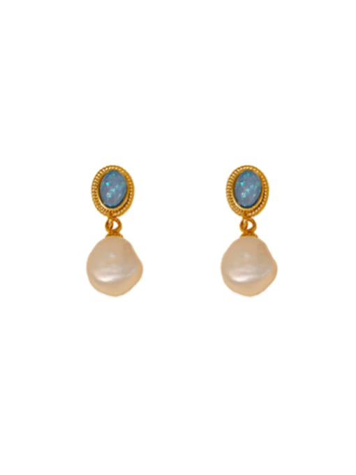 18 karat gold Brass Imitation Pearl Geometric Minimalist Drop Earring