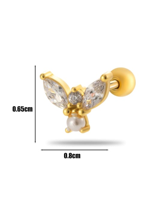 1 # gold-- Single Brass Cubic Zirconia Bowknot Tassel Trend Single Earring