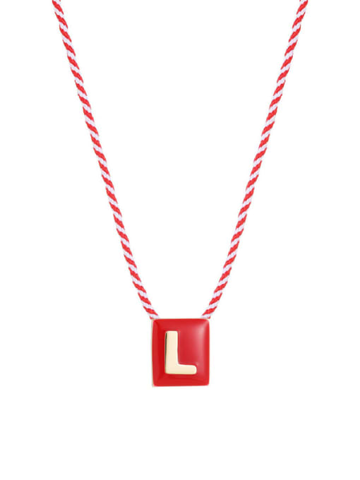 Letter L Brass Enamel Message Cute Necklace