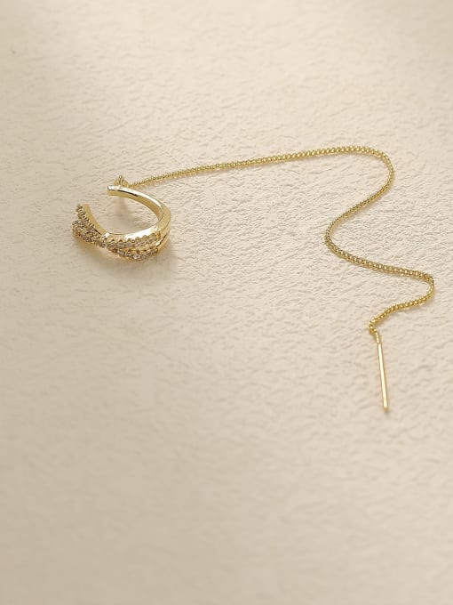 HYACINTH Brass Cubic Zirconia Tassel Minimalist Threader Trend Korean Fashion Earring 3