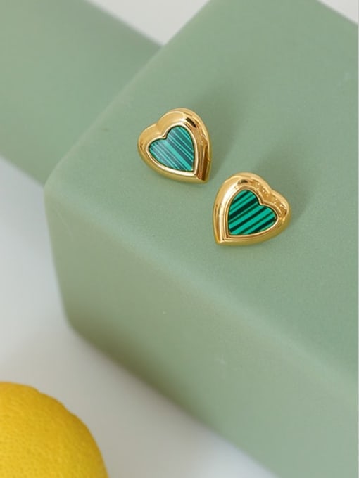 Five Color Brass Enamel Heart Minimalist Stud Earring 2