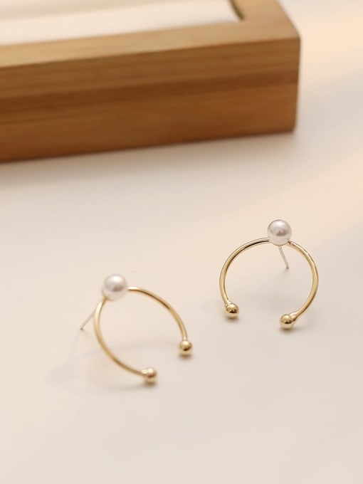HYACINTH Copper Imitation Pearl Round Minimalist Hoop Trend Korean Fashion Earring 2