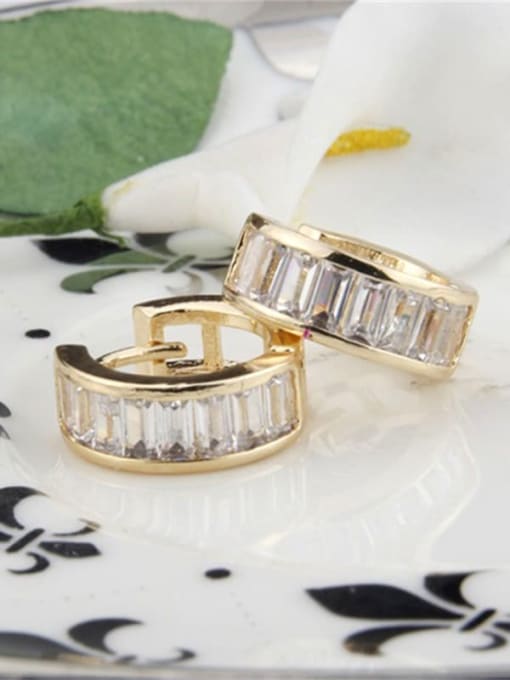 gold-plated Brass Round Cubic Zirconia  Dainty Hoop Earring