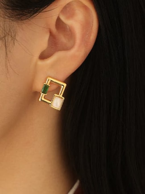ACCA Brass Shell Geometric Minimalist Stud Earring 1