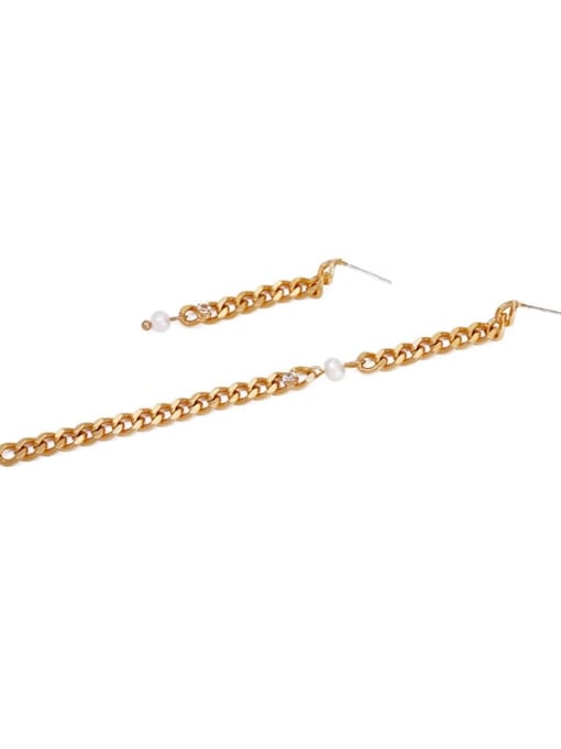 Five Color Brass Tassel Vintage Asymmetry Holllow Chain  Threader Earring 0
