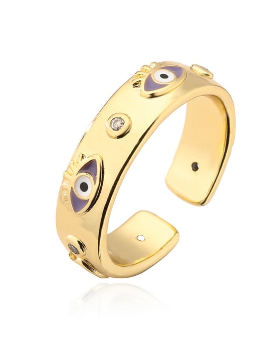 13050 Brass Enamel Cubic Zirconia Evil Eye Trend Band Ring