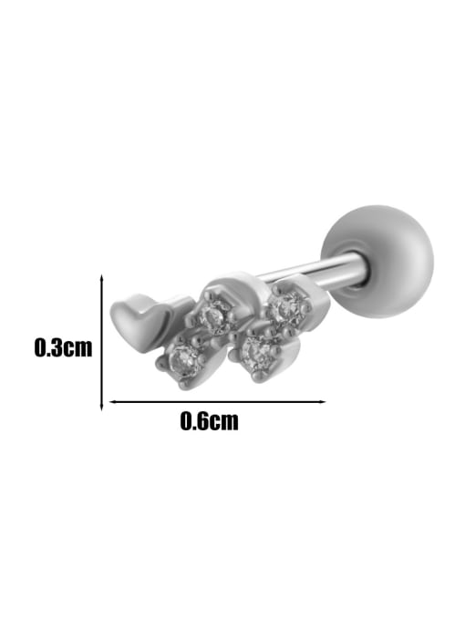 3# Platinum--Single Brass Cubic Zirconia Bowknot Moon Cute Single Earring