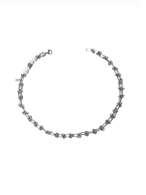 Necklace Titanium Steel Imitation Pearl Geometric Vintage Necklace