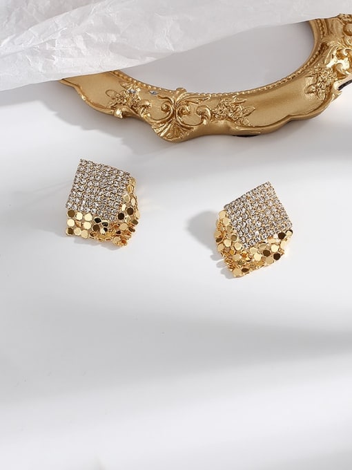 gold Copper  Vintage geometricTassel Stud Trend Korean Fashion Earring
