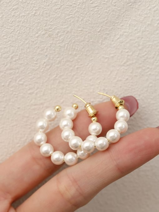 Pearl Earrings Brass Imitation Pearl Geometric Minimalist Stud Earring