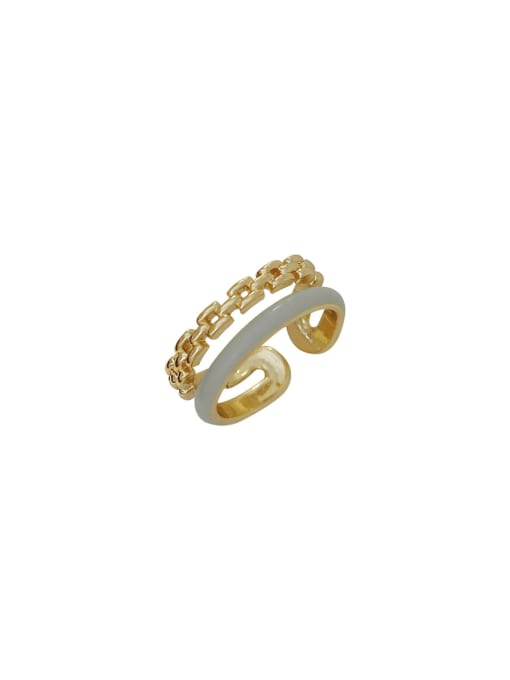 HYACINTH Brass Enamel Geometric Minimalist Stackable Ring 0