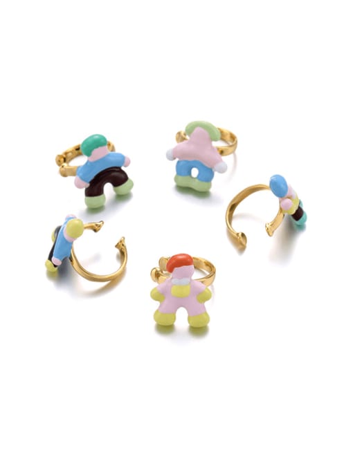 Five Color Brass Multi Color Enamel Astronaut Cute Single Earring(Single-Only One) 2