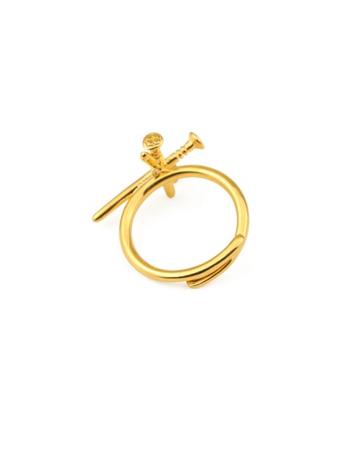 gold Brass smooth Cross Minimalist Midi Ring