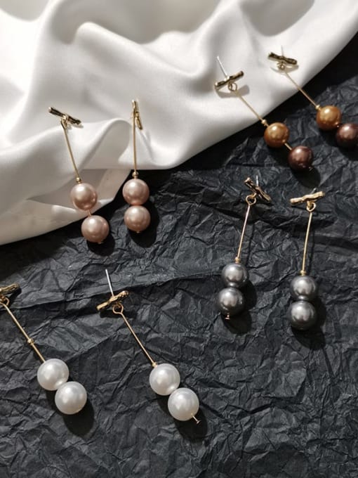 HYACINTH Copper Imitation Pearl Tassel Minimalist Drop Trend Korean Fashion Earring 2