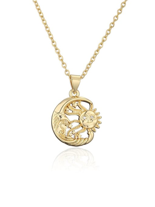 AOG Brass Sun Vintage Geometry Pendant Necklace