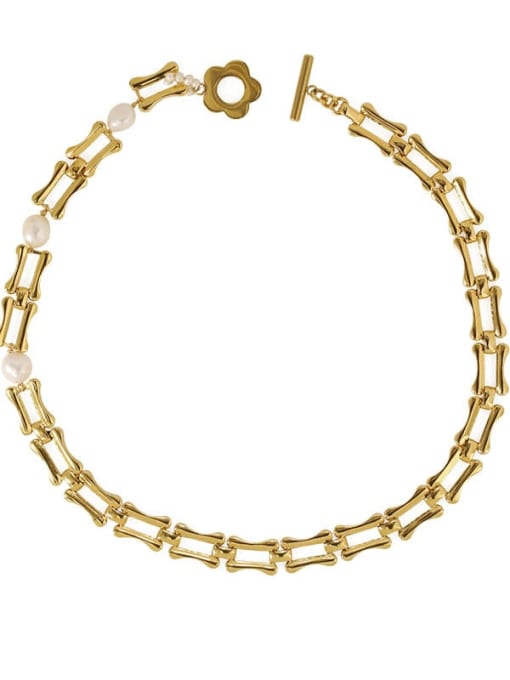 ACCA Brass Freshwater Pearl Geometric Minimalist Necklace 2