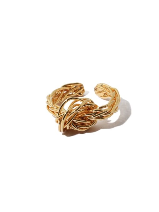 golden Brass Line entangled and knotted  Hip Hop Band Ring