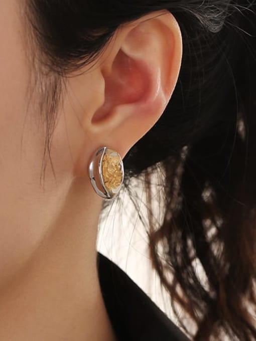 TINGS Brass Cubic Zirconia Asymmetrical Geometric Vintage Earring 1