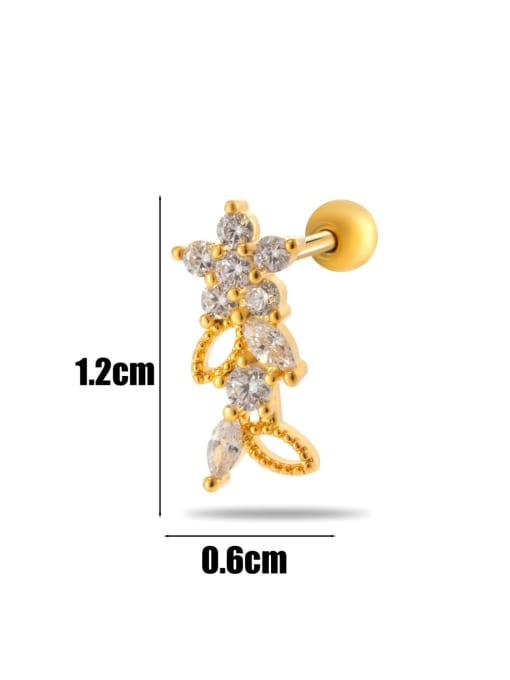 8# Gold-- Single Brass Cubic Zirconia Bowknot Tassel Trend Single Earring