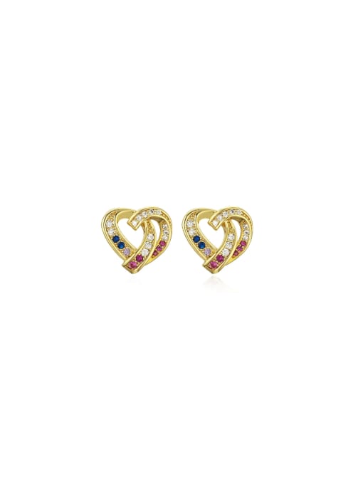 AOG Brass Cubic Zirconia Heart Dainty Stud Earring 0