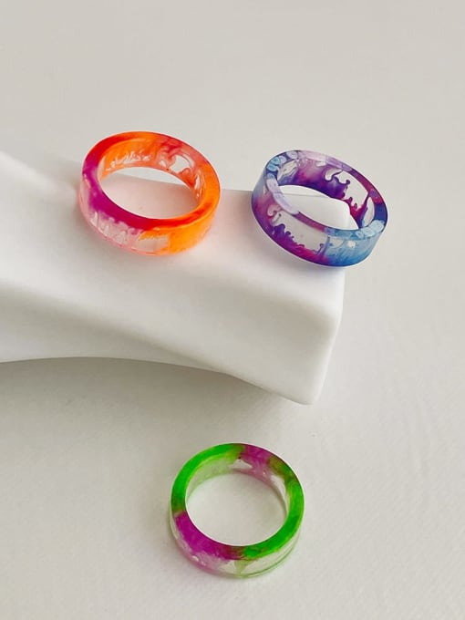 ZRUI Tin Alloy Acrylic Multi Color Geometric Minimalist Band Ring 0