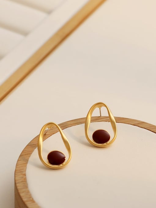 HYACINTH Copper Enamel Geometric Minimalist Stud Trend Korean Fashion Earring 4