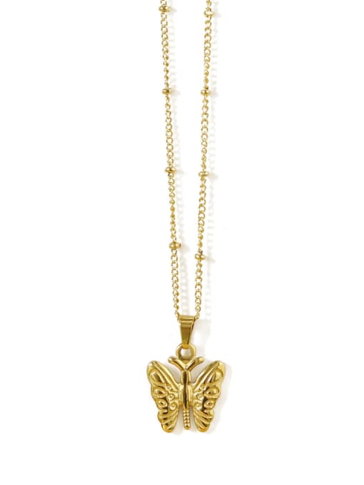 Golden narrow Butterfly Titanium Steel Butterfly Vintage Necklace