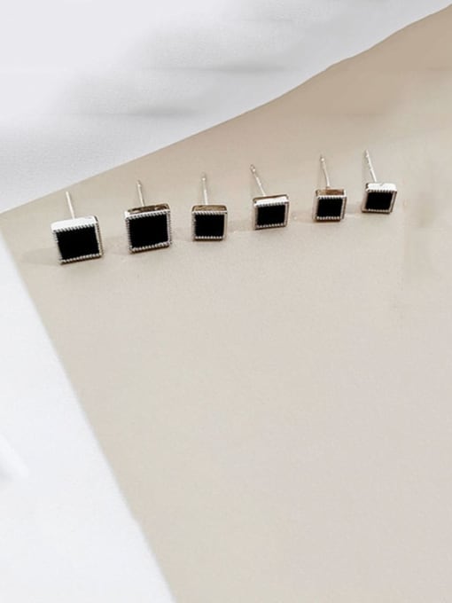 Square white K black Copper Enamel Geometric Minimalist Stud Trend Korean Fashion Earring