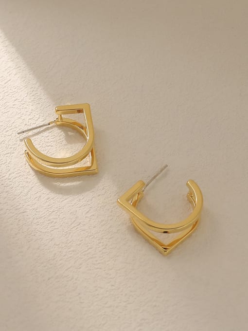 HYACINTH Brass Geometric Minimalist Stud Trend Korean Fashion Earring