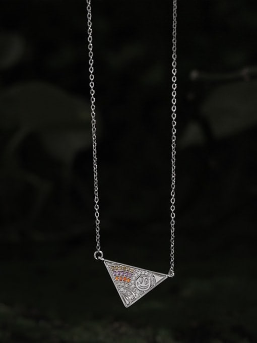 TINGS Brass Cubic Zirconia Triangle Minimalist Necklace 2